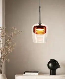 Lampa wisząca Glaxi szklana klosz transparentny i brązowy 1xGX53 nad stół