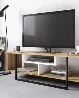 TV stolek Asal (120) - Oak, White, Black