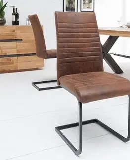 Estila Designová industriální jídelní židle Gristol hnědá