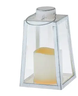 Lucerna s LED svíčkou Edera bílá, 10 x 18 x 10 cm, plast, patina