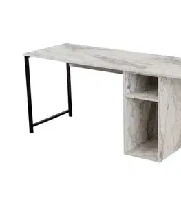 Psací stůl Twin Study Desk - Freesia Marble, Black