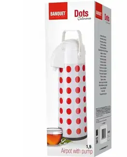 BANQUET termoska s pumpou Culinaria dekor puntíky OK 1,9l