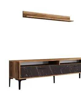 TV stěna / Sestava pod TV Istanbul - Walnut, Black Marble