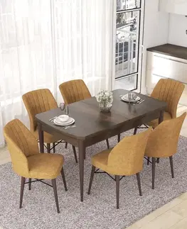 Extendable Dining Table & Chairs Set (7 Pieces) Nef - Baroque, Cappuccino