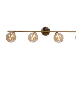 Stropní lampa Rodia s patinou, páskem 4x40W, stínidlo G9, jantarová