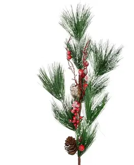 Umělá větvička borovice s dekorací, 75 cm