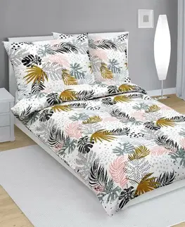 Bellatex Krepové povlečení Peříčka barevná, 140 x 200 cm, 70 x 90 cm, 140 x 200 cm, 70 x 90 cm