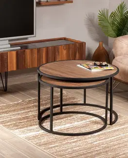 Odkládací stolek Tambur Walnut, 2 ks