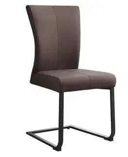 Estila Moderní industriální jídelní židle Samson s hnědosivým potahem z pravé kůže s černou konzolovou podstavou 58 cm