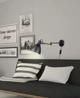 Nástěnná lampa černá nastavitelná 1xE27 Espera