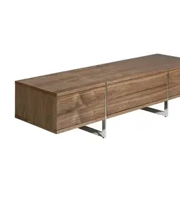 Estila Moderní TV stolek Vita Naturale hnědý s chromovýma nohama 180cm