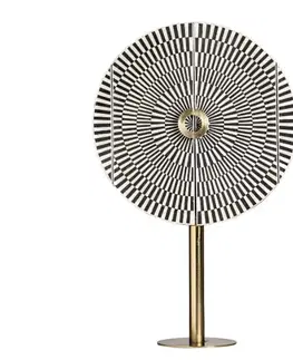 Estila Exkluzivní art-deco barová skříňka Caderina kruhového tvaru se dvěma dvířky s černo-bílým geometrickým designem 160cm