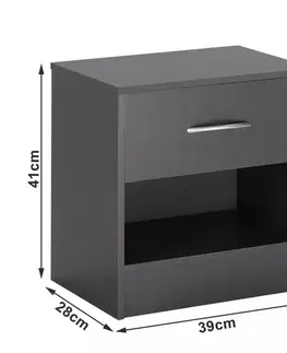 Noční stolek 1 ks D06421 antracit Dekorhome