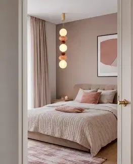 FLORES lampa wisząca mosiężny+brązowy+pomarańczowy 20W LED 3000K klosz biały