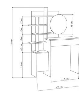 Toaletní stolek Mup - White, Oak