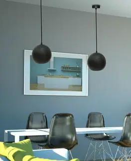 Závěsná lampa černá E27 kov Flen Ledea