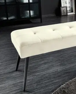 Estila Stylová sametová lavice Soreli s čalouněním v šampaňské barvě 100cm