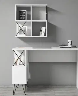 Psací stůl s knihovnou Extra 2 - White
