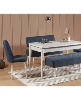 Jídelní set s rozkládacím stolem a židlemi (5 kusů) Vina 1048 - 4 - White, Dark Blue