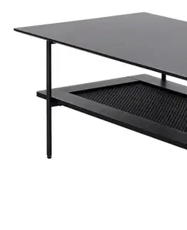 Estila Konferenční stolek Malmo, černý/ratan, 110 cm