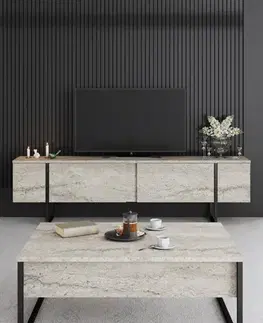 TV stolek Luxe - Travertine, Black
