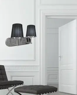 Dvojitá saténová nástěnná lampa + černé stínidlo 2x60W Milonga