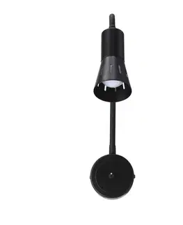 Černá nastavitelná nástěnná lampa s ramenem + vypínač Arena