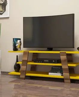 TV stolek Flower - Walnut, Yellow