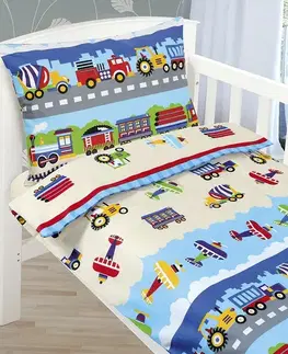 Bellatex Dětské povlečení Agáta Letadla a auta, 90 x 135 cm, 45 x 60 cm, 90 x 135 cm, 45 x 60 cm