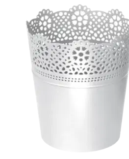 PROSPERPLAST - Obal na květináč LACE 18cm bílý