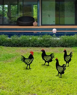 Sada dekorativních kovových doplňků na zahradu Chicken Family 4