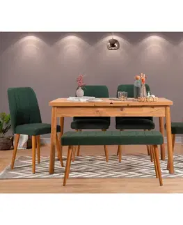 Jídelní set s rozkládacím stolem a židlemi (6 kusů) Santiago Atlantic Green