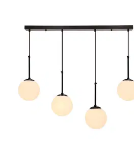 Závěsné lampy Pompei černé, stínidlo 4X4X40 E27 bílé