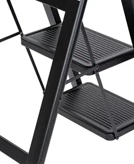 4Home Skládací ocelové schůdky Steel, 3 stupně, černá
