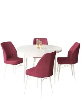 Dining Table & Chairs Set (5 Pieces) Rox - White, Burgundy