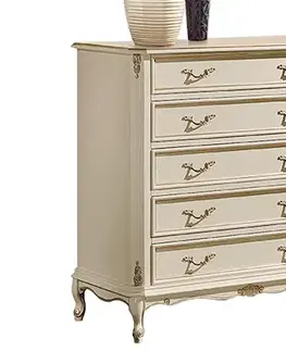 Estila Barokní luxusní komoda Emociones s pěti zásuvkami z masivního dřeva s rustikálním zdobením 96cm
