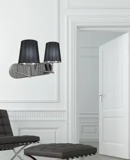 Dvojitá saténová nástěnná lampa + černé stínidlo 2x60W Milonga