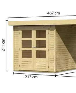 Dřevěný zahradní domek ASKOLA 2 s přístavkem 240 Lanitplast