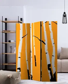 Paraván Birches on the orange background Dekorhome