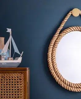 Estila Koloniální závěsné zrcadlo Marinero s rámem z provazu kulaté 62 cm