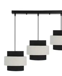 Závěsná lampa Benta černá 3x40W e27 stínidlo černá+krémová