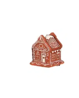Vánoční dekorace perníkový domek Perníček, závěsný, polyresin, LED