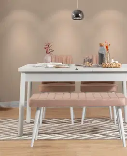 Jídelní set s rozkládacím stolem a židlemi (4 kusy) Santiago White-Stone