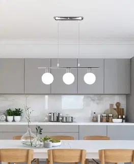 Závěsná lampa s chromovým kulovým stínidlem 3xG9 Oden