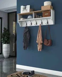 Nástěnný věšák Polo White and Walnut