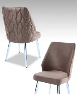 Sada židlí (4 kusy) Pufi - Cappuccino, Chrome