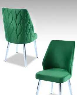 Sada židlí (4 kusy) Pufi - Green, Chrome