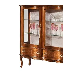 Estila Luxusní klasická dvoudveřová nízká vitrína Clasica se dvěma šuplíky s rustikálním zdobením 120 cm
