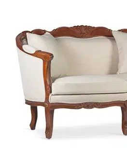 Estila Rustikální dvojsedačka M-VINTAGE z masivního dřeva s béžovým potahem 160cm
