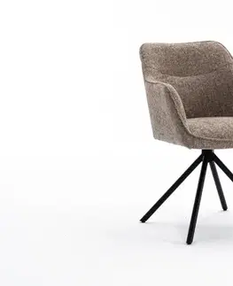 Estila Moderně otočné křeslo Kristal Sand II s champagne béžovou potahovou laťkou a černými kovovými nožičkami 80cm